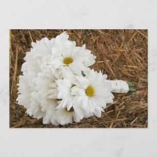 Daisy Bouquet & Hay - Country Wedding Invitation