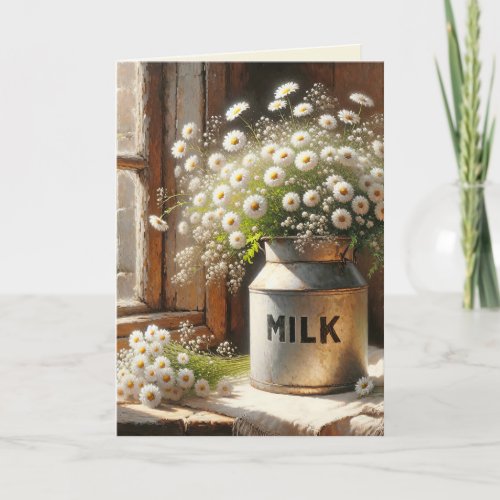 Daisy Bouquet in Milk Can Card