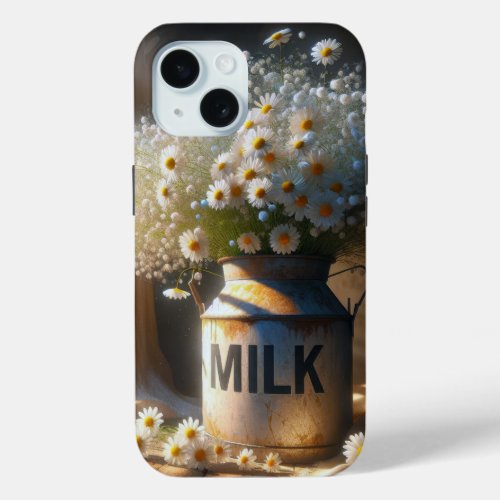 Daisy Bouquet in Milk Can iPhone 15 Case
