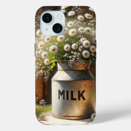 Daisy Bouquet in Milk Can iPhone 15 Case
