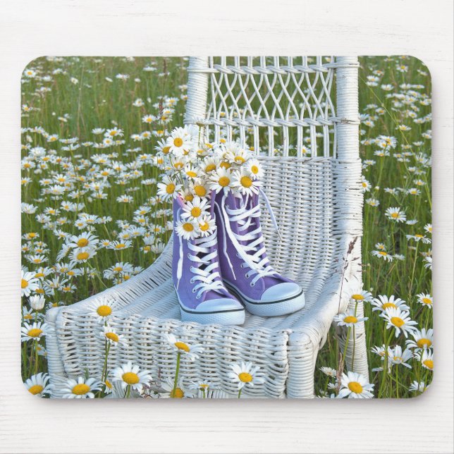 Daisy Bouquet in Purple Sneakers Mouse Pad (Front)