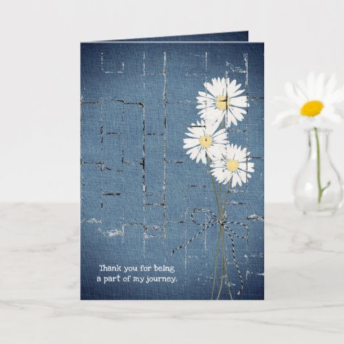 daisy bouquet on blue denim brick card