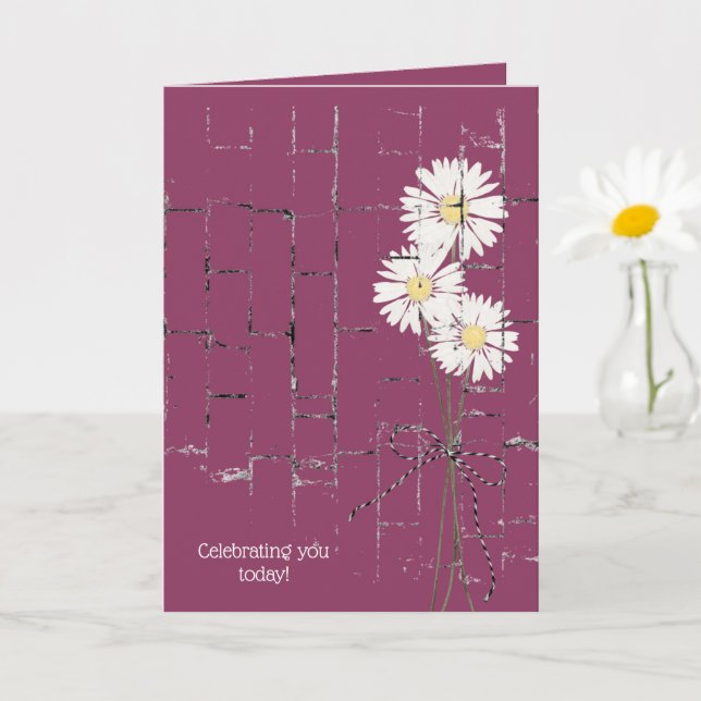 daisy bouquet on brick birthday card (Small Plant)