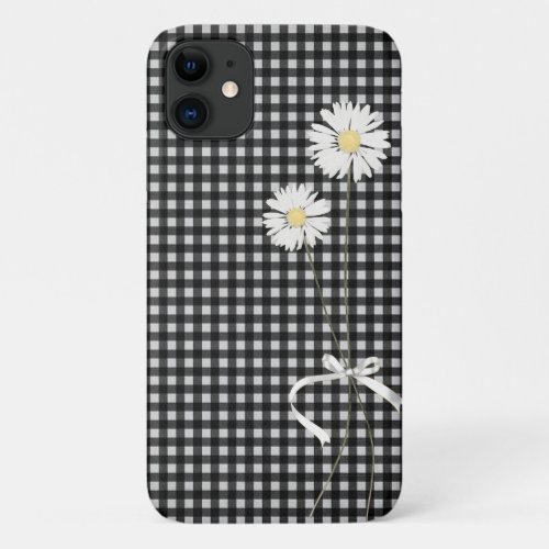 daisy bouquet on gingham iPhone 11 case