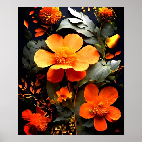 Daisy Bouquet on Gouache Painting Art Poster