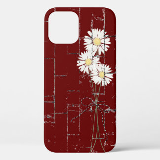 daisy bouquet on red brick iPhone 12 case