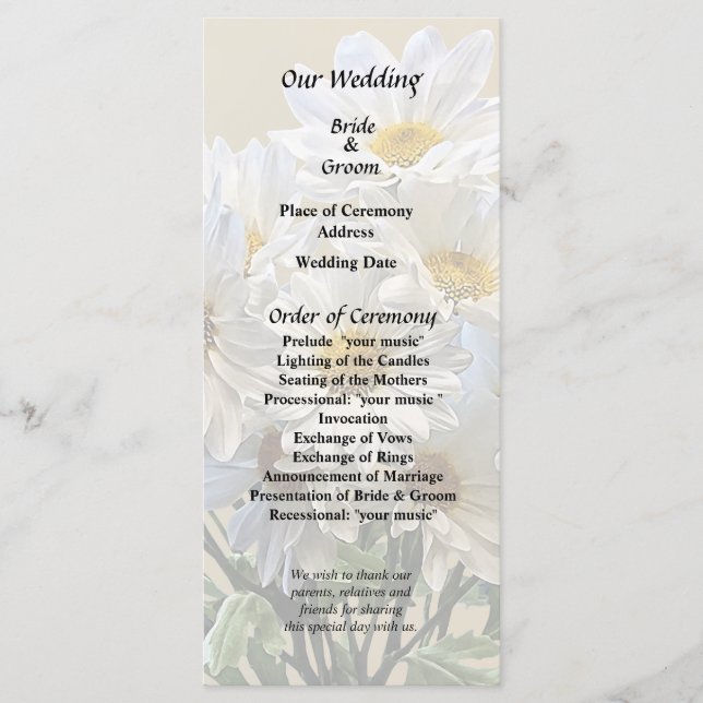 Daisy Bouquet Program (Front)