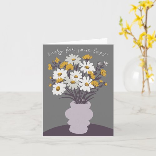  Daisy Bouquet Vase Condolences Sorry for Loss Card