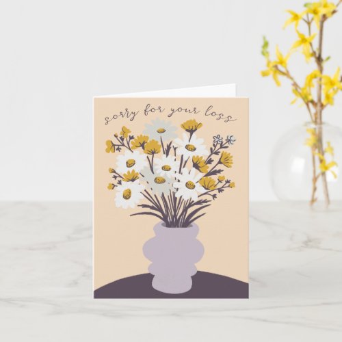  Daisy Bouquet Vase Condolences Sorry for Loss Card