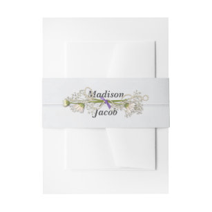 Daisy Bouquet with Pearls On Wood  Invitation Bell Invitation Belly Band