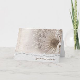 daisy bouquet with torn edge border card