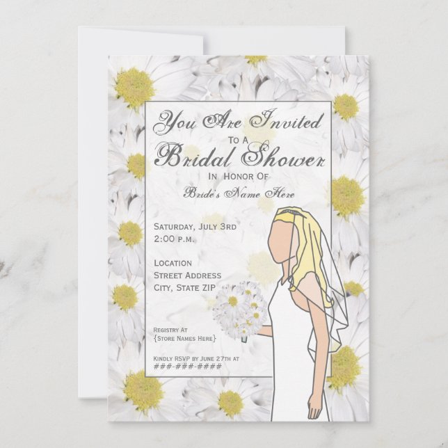 Daisy Bridal Shower Invitation - Blonde Hair (Front)
