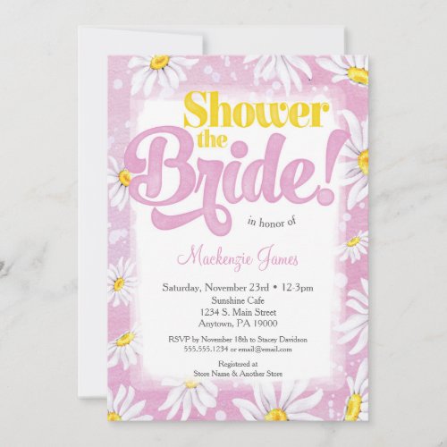 Daisy Bridal Shower Invitation Pink Yellow Floral