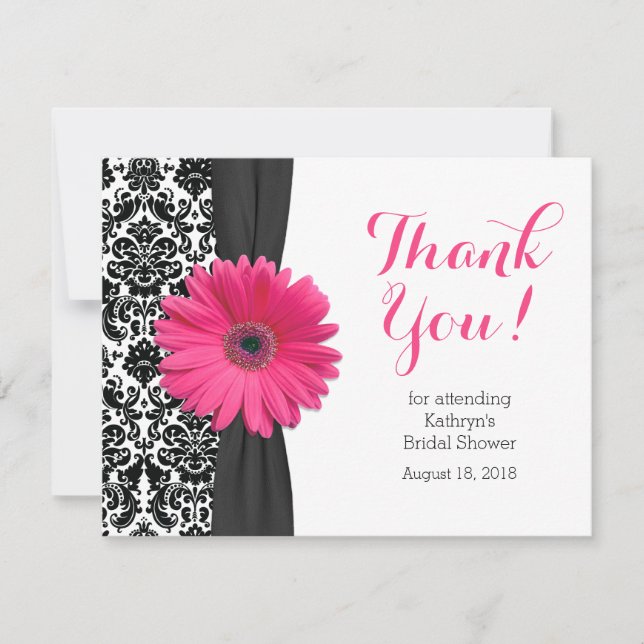 Daisy Bridal Shower Thank You Card | Damask Gerber (Front)