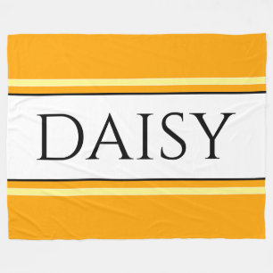 DAISY Bright Pretty Yellow Orange White Stripes Fleece Blanket