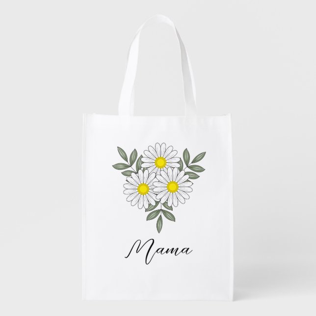Daisy Bundle Custom Text Grocery Bag (Front)