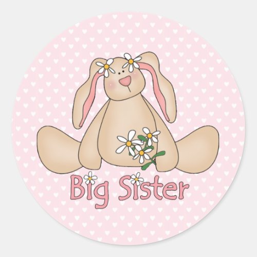 Daisy Bunny Big Sister Classic Round Sticker
