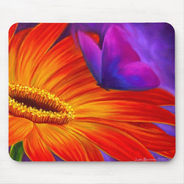DAISY & BUTTERFLY ART PAINTING - MULTI MOUSE PAD (Front)