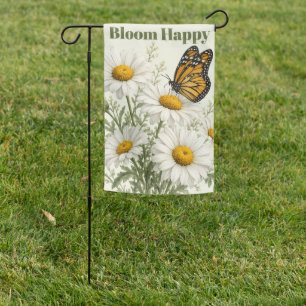 Daisy & Butterfly Bloom Garden Flag