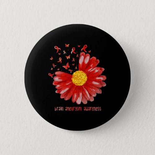 Daisy Butterfly Burgundy Ribbon Brain Aneurysm Awa Button