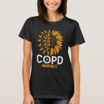 Daisy Butterfly Flower Orange Ribbon Fight Copd Aw T-Shirt