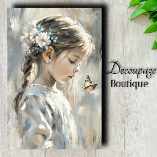 Daisy Butterfly Girl Decoupage Tissue Paper