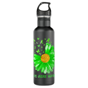 Daisy Butterfly Green Ribbon Kidney Disease Awaren Stainless Steel Water Bottle