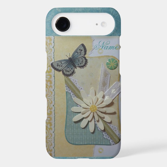 Daisy & butterfly on teal/yellow Case-Mate samsung galaxy case (Back)