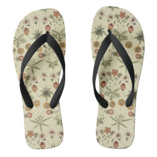 Daisy by William Morris, Vintage Victorian Flowers Flip Flops
