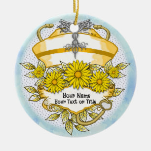Daisy caduceus nurse  ceramic ornament
