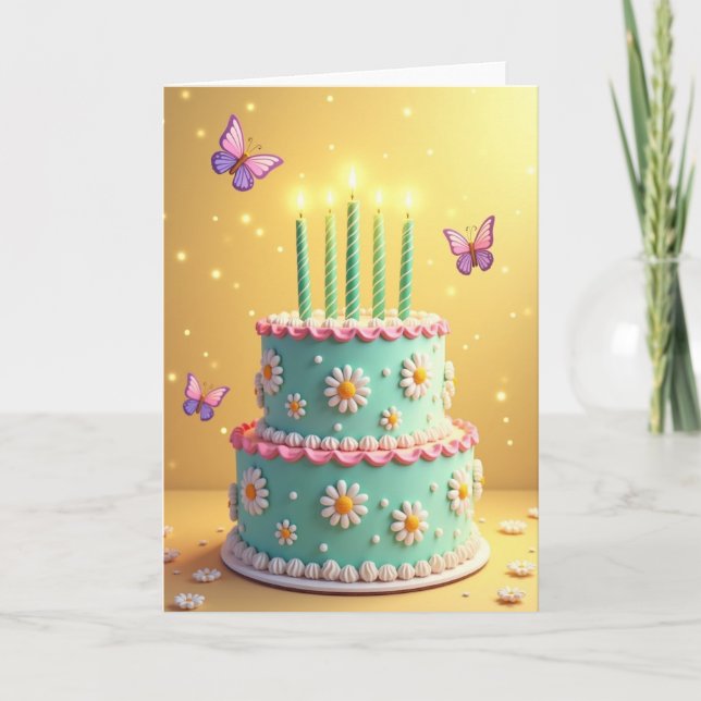 Daisy Cake Birthday Card (Front)
