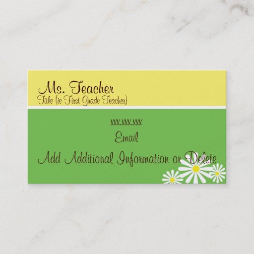 Customizable Daisy Cards - Teacher Business Cards