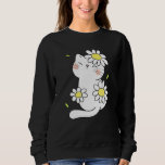 Daisy Cat Spring Floral Kitten With Flower Animal  Sweatshirt