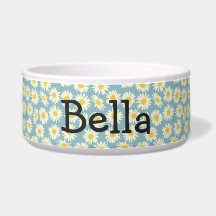 Daisy Ceramic Pet Bowl Customizable