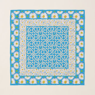Daisy-chain Hearts, Daisy Floral Patterns Border Scarf