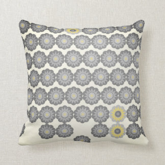 Daisy Chain in Grey and Yellow Throw Pillow
