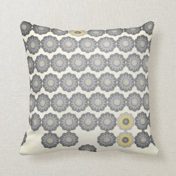 Daisy Chain In Grey And Yellow Throw Pillow by kitandkaboodle at Zazzle