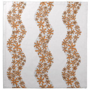Daisy Chain Wiggly Flower Stripes orange Cloth Napkin