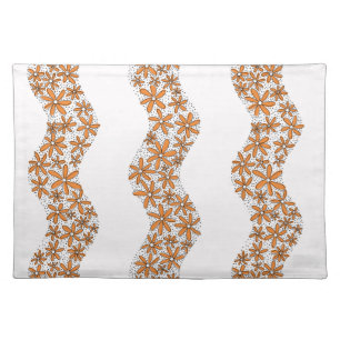 Daisy Chain Wiggly Flower Stripes orange Cloth Placemat