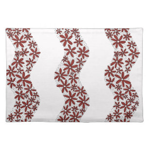 Daisy Chain Wiggly Flower Stripes red Cloth Placemat
