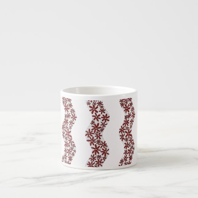 Daisy Chain Wiggly Flower Stripes red Espresso Cup (Front)