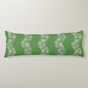 Daisy Chain Wiggly Flower Stripes white green Body Pillow