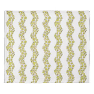 Daisy Chain Wiggly Flower Stripes yellow Duvet Cover