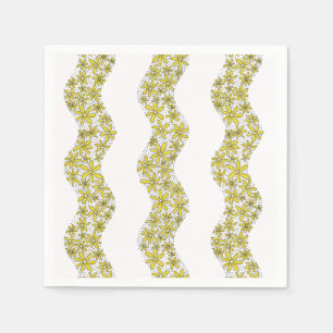 Daisy Chain Wiggly Flower Stripes yellow Napkins