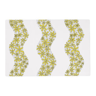 Daisy Chain Wiggly Flower Stripes yellow Placemat