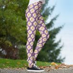 Daisy chains flower art pattern leggings<br><div class="desc">Floral daisy chain flowers patterned leggings on a purple background or you can change the color to your own background color choice if required. Original flower art and design by www.mylittleeden.com on zazzle.</div>