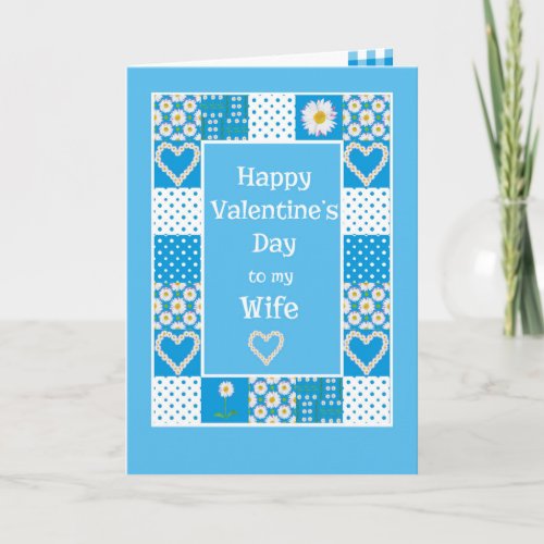 Daisy Chains Patchwork Valentine for a Wife Holiday Card