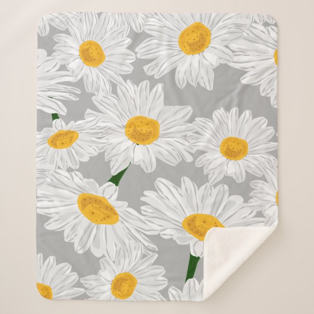 Daisy chamomile field. Spring summer flowers, seam Sherpa Blanket (Front)