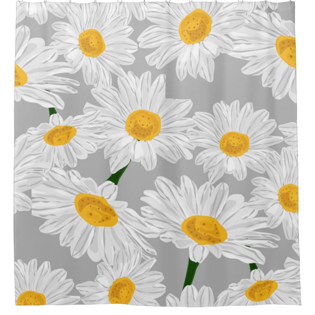 Daisy chamomile field. Spring summer flowers, seam Shower Curtain (Front)