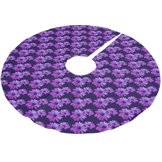 Daisy Christmas Tree Blue Daisy Flowers Tree Skirt (Angled)